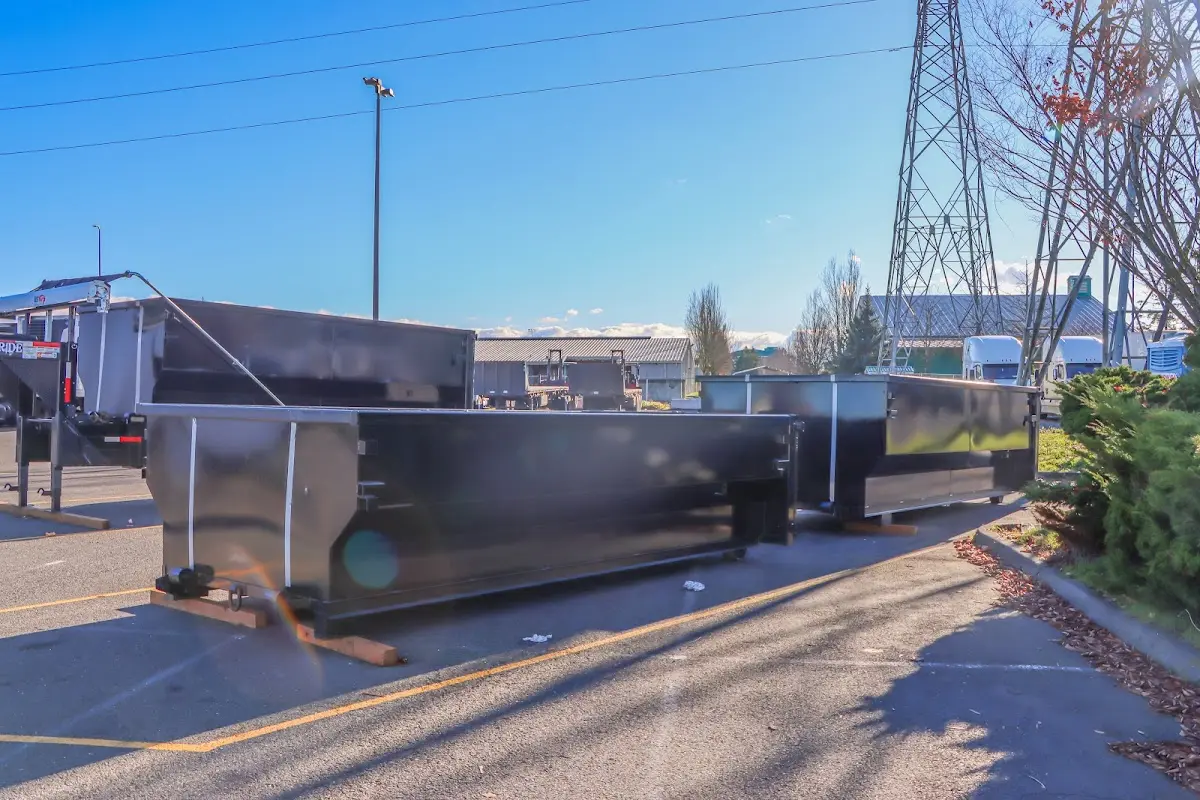 Roll-off dumpster ready for waste disposal at job site for Construction Dumpster Rental in Syracuse